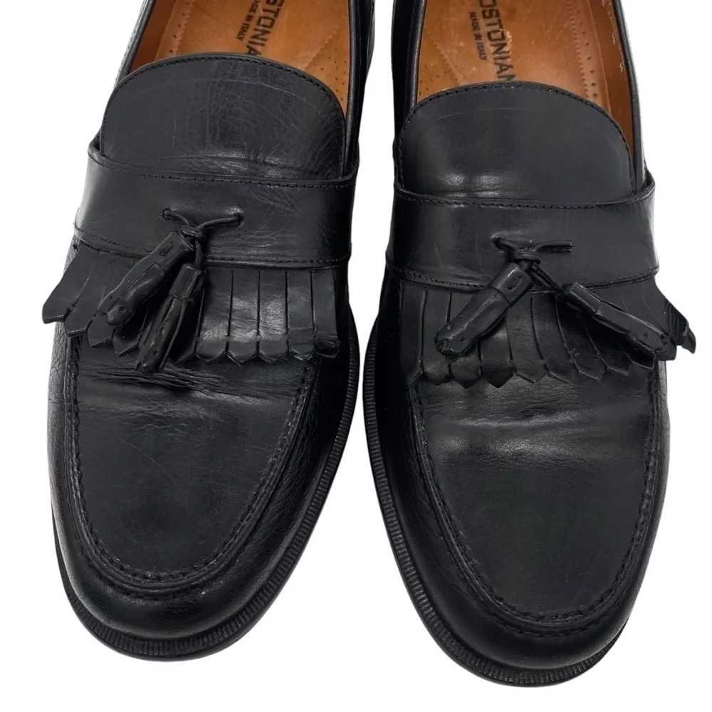 Bostonian Black Leather Classic Tassel Loafers Dress Shoes